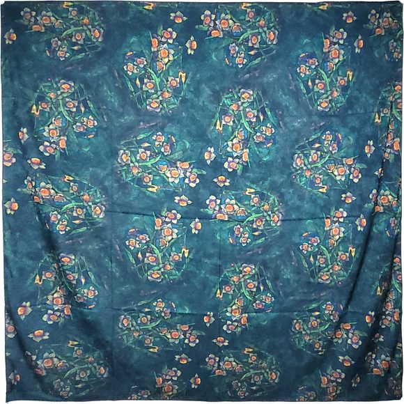 NWT Double Sided Silk Scarf 52"x52" Large Square Shawl Wrap XiangYunShal 2244 - Picture 6 of 11